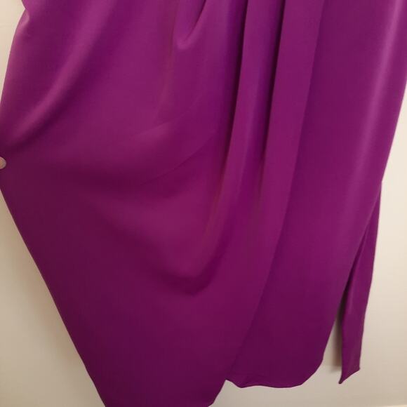 NWT New York & Co Faux Wrap Dress Purple XXL 2XL Tie Waist Belted Sheath V Neck - Picture 5 of 11